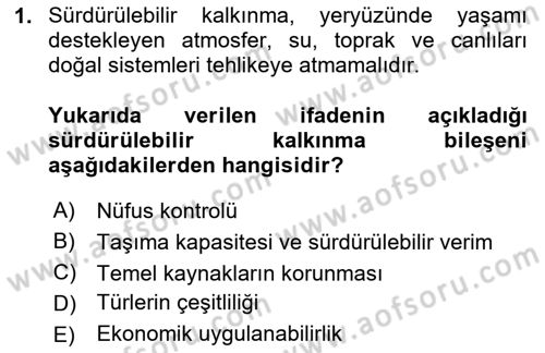Gastronomi Ve Sürdürülebilirlik Dersi 2025 - 2026 Yılı (Final) Dönem Sonu Sınav Soruları 1. Soru