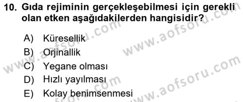 Gastronomi Ve Sürdürülebilirlik Dersi 2025 - 2026 Yılı (Final) Dönem Sonu Sınav Soruları 10. Soru