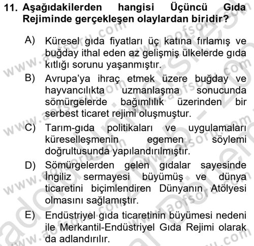 Gastronomi Ve Sürdürülebilirlik Dersi 2025 - 2026 Yılı (Final) Dönem Sonu Sınav Soruları 11. Soru