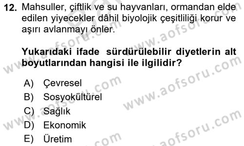 Gastronomi Ve Sürdürülebilirlik Dersi 2025 - 2026 Yılı (Final) Dönem Sonu Sınav Soruları 12. Soru