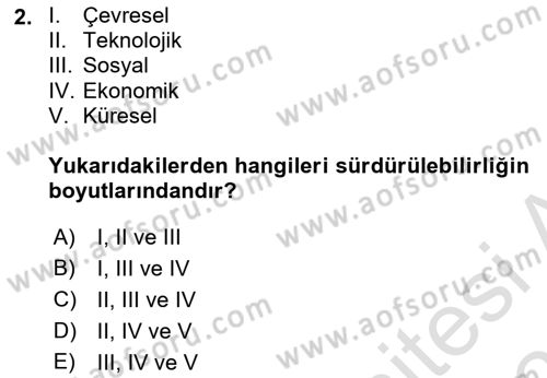 Gastronomi Ve Sürdürülebilirlik Dersi 2025 - 2026 Yılı (Final) Dönem Sonu Sınav Soruları 2. Soru