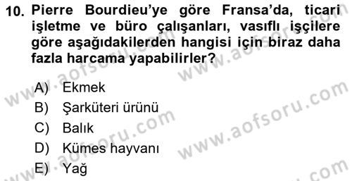 Yemek Sosyolojisi Dersi 2020 - 2021 Yılı Yaz Okulu Sınav Soruları 10. Soru