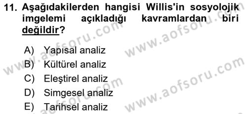 Yemek Sosyolojisi Dersi 2021 - 2022 Yılı (Vize) Ara Sınav Soruları 11. Soru
