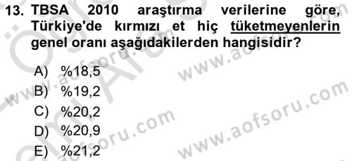 Yemek Sosyolojisi Dersi 2021 - 2022 Yılı (Vize) Ara Sınavı 13. Soru