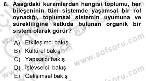 Yemek Sosyolojisi Dersi 2021 - 2022 Yılı (Vize) Ara Sınavı 6. Soru