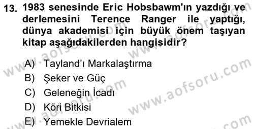 Yemek Sosyolojisi Dersi 2021 - 2022 Yılı (Final) Dönem Sonu Sınav Soruları 13. Soru