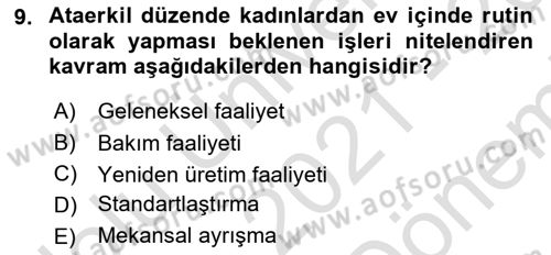 Yemek Sosyolojisi Dersi 2021 - 2022 Yılı (Final) Dönem Sonu Sınav Soruları 9. Soru