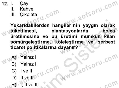 Yemek Sosyolojisi Dersi 2022 - 2023 Yılı Yaz Okulu Sınavı 12. Soru