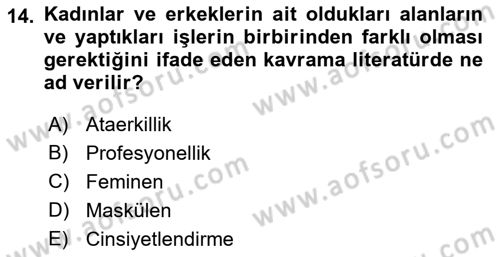 Yemek Sosyolojisi Dersi 2022 - 2023 Yılı Yaz Okulu Sınavı 14. Soru