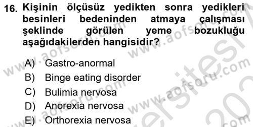 Yemek Sosyolojisi Dersi 2022 - 2023 Yılı Yaz Okulu Sınavı 16. Soru