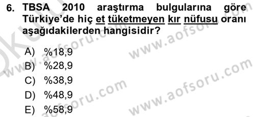 Yemek Sosyolojisi Dersi 2022 - 2023 Yılı Yaz Okulu Sınavı 6. Soru