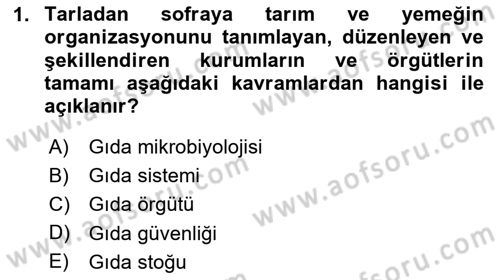Yemek Sosyolojisi Dersi 2023 - 2024 Yılı (Vize) Ara Sınav Soruları 1. Soru