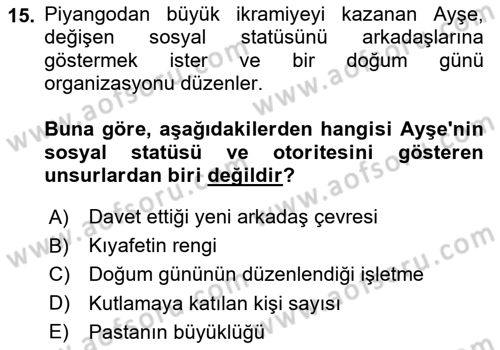 Yemek Sosyolojisi Dersi 2023 - 2024 Yılı (Vize) Ara Sınav Soruları 15. Soru