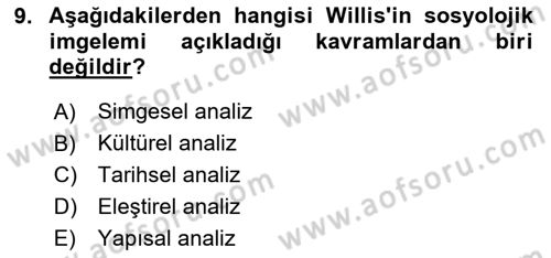 Yemek Sosyolojisi Dersi 2023 - 2024 Yılı (Vize) Ara Sınav Soruları 9. Soru