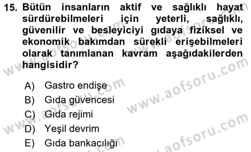 Yemek Sosyolojisi Dersi 2023 - 2024 Yılı (Final) Dönem Sonu Sınav Soruları 15. Soru