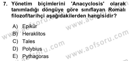 Yemek Sosyolojisi Dersi 2023 - 2024 Yılı (Final) Dönem Sonu Sınavı 7. Soru