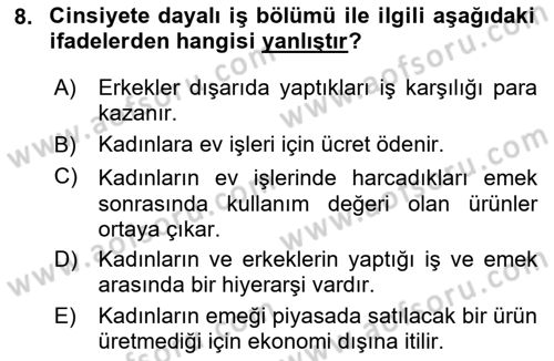 Yemek Sosyolojisi Dersi 2023 - 2024 Yılı (Final) Dönem Sonu Sınav Soruları 8. Soru