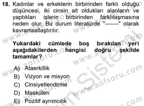Yemek Sosyolojisi Dersi 2023 - 2024 Yılı Yaz Okulu Sınav Soruları 18. Soru