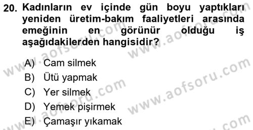 Yemek Sosyolojisi Dersi 2023 - 2024 Yılı Yaz Okulu Sınav Soruları 20. Soru