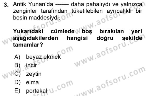 Yemek Sosyolojisi Dersi 2023 - 2024 Yılı Yaz Okulu Sınav Soruları 3. Soru