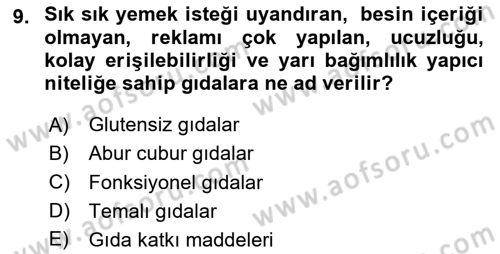 Yemek Sosyolojisi Dersi 2023 - 2024 Yılı Yaz Okulu Sınav Soruları 9. Soru