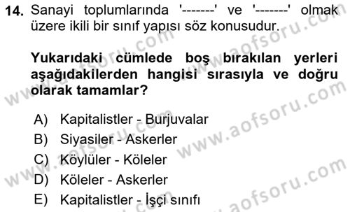 Yemek Sosyolojisi Dersi 2024 - 2025 Yılı (Vize) Ara Sınav Soruları 14. Soru