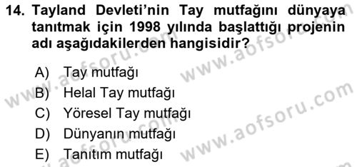 Yemek Sosyolojisi Dersi 2024 - 2025 Yılı Yaz Okulu Sınav Soruları 14. Soru