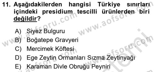 Yemek Sosyolojisi Dersi 2025 - 2026 Yılı (Vize) Ara Sınav Soruları 11. Soru