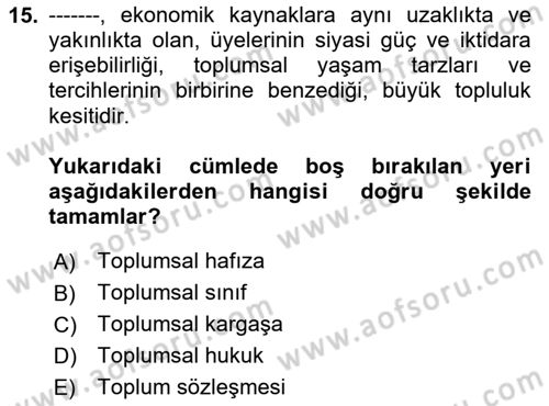 Yemek Sosyolojisi Dersi 2025 - 2026 Yılı (Vize) Ara Sınav Soruları 15. Soru
