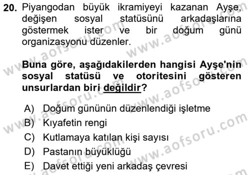 Yemek Sosyolojisi Dersi 2025 - 2026 Yılı (Vize) Ara Sınav Soruları 20. Soru