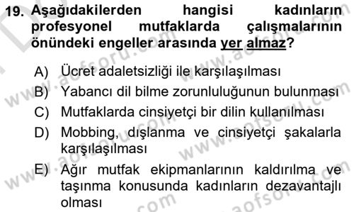 Yemek Sosyolojisi Dersi 2025 - 2026 Yılı (Final) Dönem Sonu Sınav Soruları 19. Soru