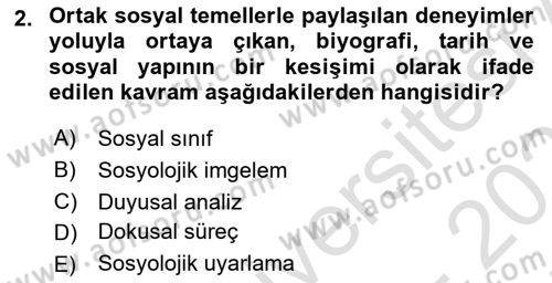 Yemek Sosyolojisi Dersi 2025 - 2026 Yılı (Final) Dönem Sonu Sınav Soruları 2. Soru