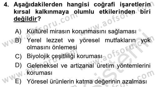Yemek Sosyolojisi Dersi 2025 - 2026 Yılı (Final) Dönem Sonu Sınav Soruları 4. Soru