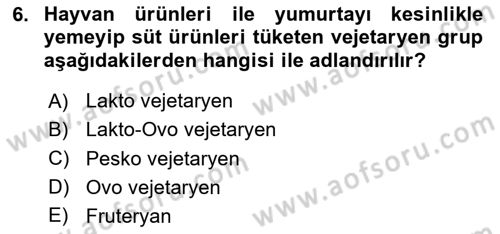 Yemek Sosyolojisi Dersi 2025 - 2026 Yılı (Final) Dönem Sonu Sınav Soruları 6. Soru