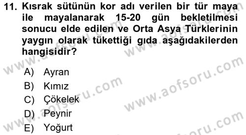 Türk Mutfak Kültürü Dersi Ara Sınavı Deneme Sınav Soruları 11. Soru