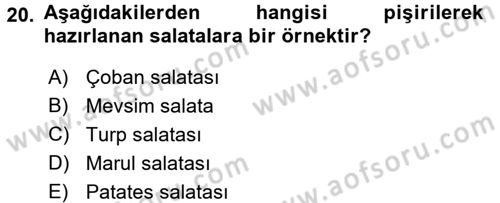 Türk Mutfak Kültürü Dersi 2016 - 2017 Yılı (Final) Dönem Sonu Sınav Soruları 20. Soru