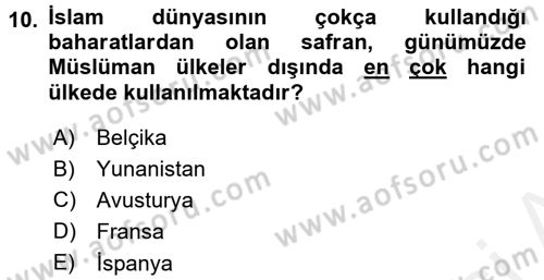 Türk Mutfak Kültürü Dersi 2017 - 2018 Yılı 3 Ders Sınav Soruları 10. Soru