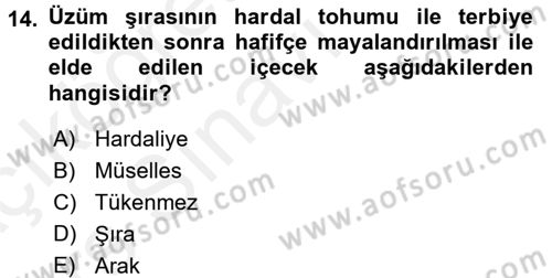 Türk Mutfak Kültürü Dersi 2017 - 2018 Yılı 3 Ders Sınav Soruları 14. Soru