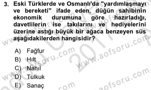 Türk Mutfak Kültürü Dersi Ara Sınavı Deneme Sınav Soruları 3. Soru