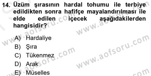 Türk Mutfak Kültürü Dersi 2017 - 2018 Yılı (Final) Dönem Sonu Sınav Soruları 14. Soru
