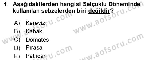 Türk Mutfak Kültürü Dersi 2020 - 2021 Yılı Yaz Okulu Sınav Soruları 1. Soru