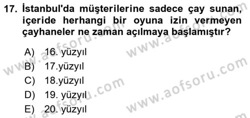 Türk Mutfak Kültürü Dersi 2020 - 2021 Yılı Yaz Okulu Sınav Soruları 17. Soru