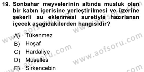 Türk Mutfak Kültürü Dersi 2020 - 2021 Yılı Yaz Okulu Sınav Soruları 19. Soru