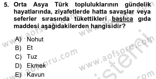Türk Mutfak Kültürü Dersi 2020 - 2021 Yılı Yaz Okulu Sınav Soruları 5. Soru