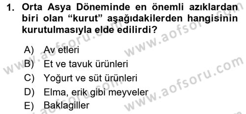 Türk Mutfak Kültürü Dersi 2022 - 2023 Yılı (Vize) Ara Sınav Soruları 1. Soru