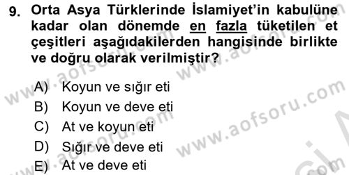 Türk Mutfak Kültürü Dersi 2022 - 2023 Yılı (Vize) Ara Sınav Soruları 9. Soru