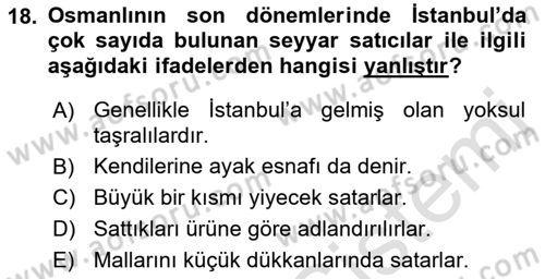 Türk Mutfak Kültürü Dersi 2022 - 2023 Yılı (Final) Dönem Sonu Sınav Soruları 18. Soru