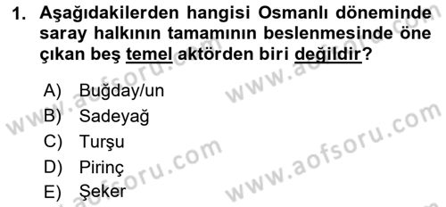 Türk Mutfak Kültürü Dersi 2022 - 2023 Yılı Yaz Okulu Sınav Soruları 1. Soru