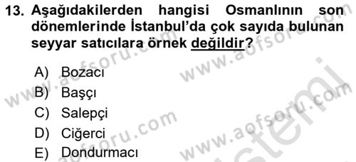 Türk Mutfak Kültürü Dersi 2023 - 2024 Yılı (Final) Dönem Sonu Sınav Soruları 13. Soru