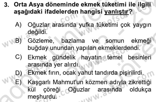 Türk Mutfak Kültürü Dersi 2023 - 2024 Yılı (Final) Dönem Sonu Sınav Soruları 3. Soru